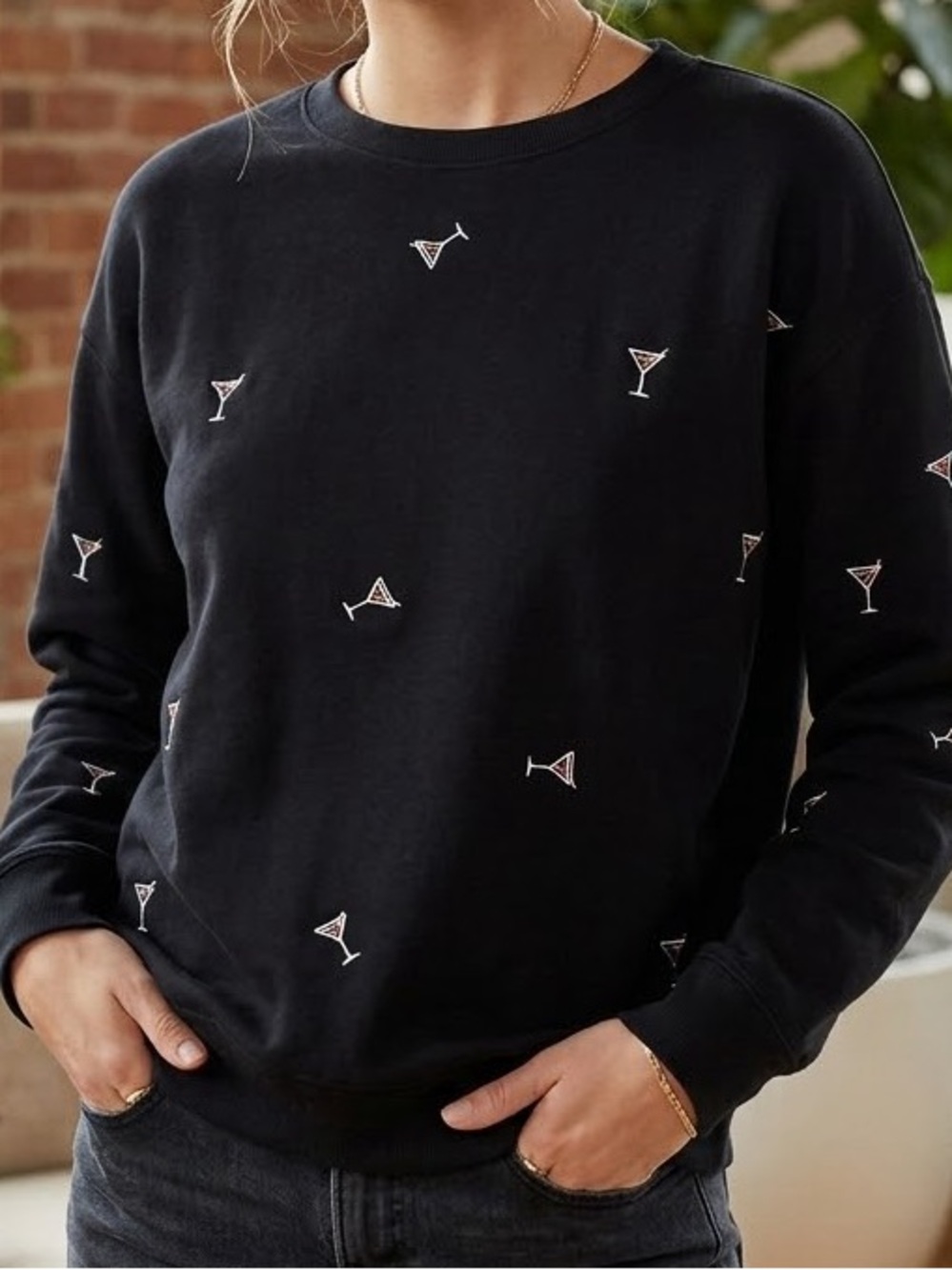 Sweatshirt with Martini Embroidery